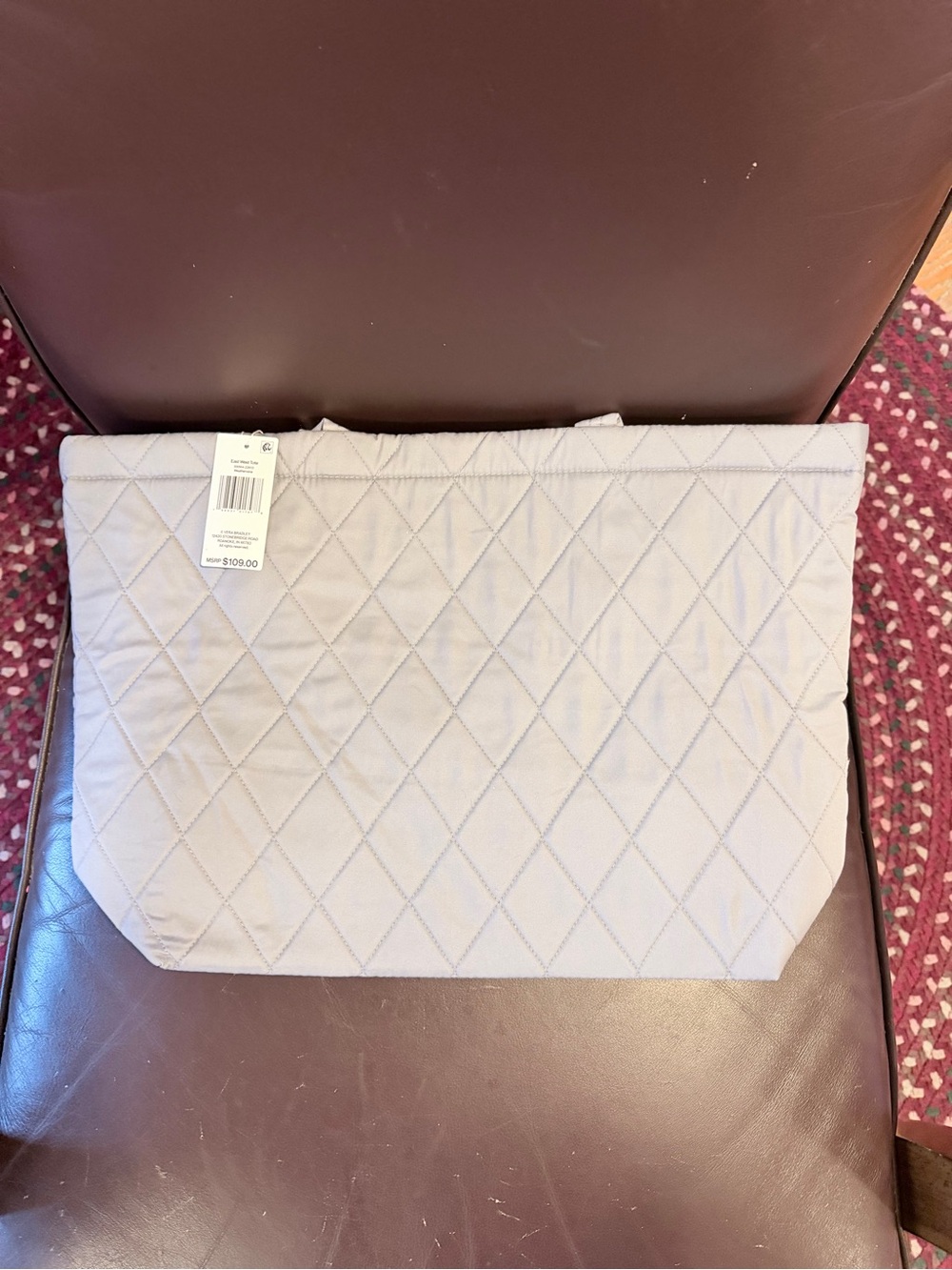 NWT Vera Bradley East West Tote Weathervane Gray Quilted